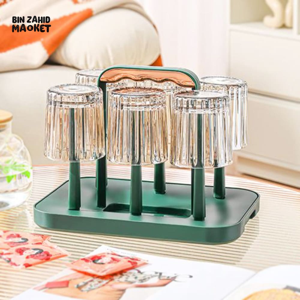 DRAINING CUP HOLDER WITH HANDLE WATER-RESISTANT DRYING STAND FOR BATHROOM OR KITCHEN USE