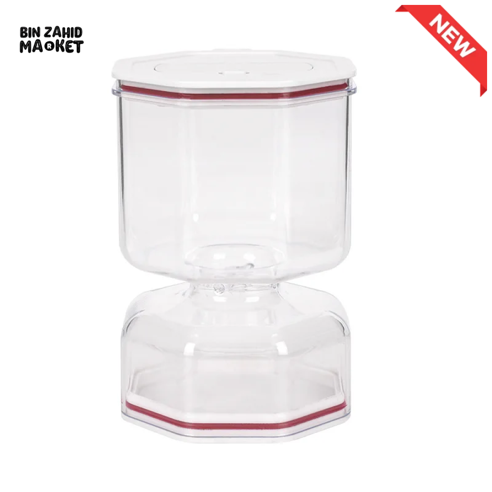 DUAL-COMPARTMENT HOURGLASS PICKLE & KIMCHI JAR WITH STRAINER SEPARATOR
