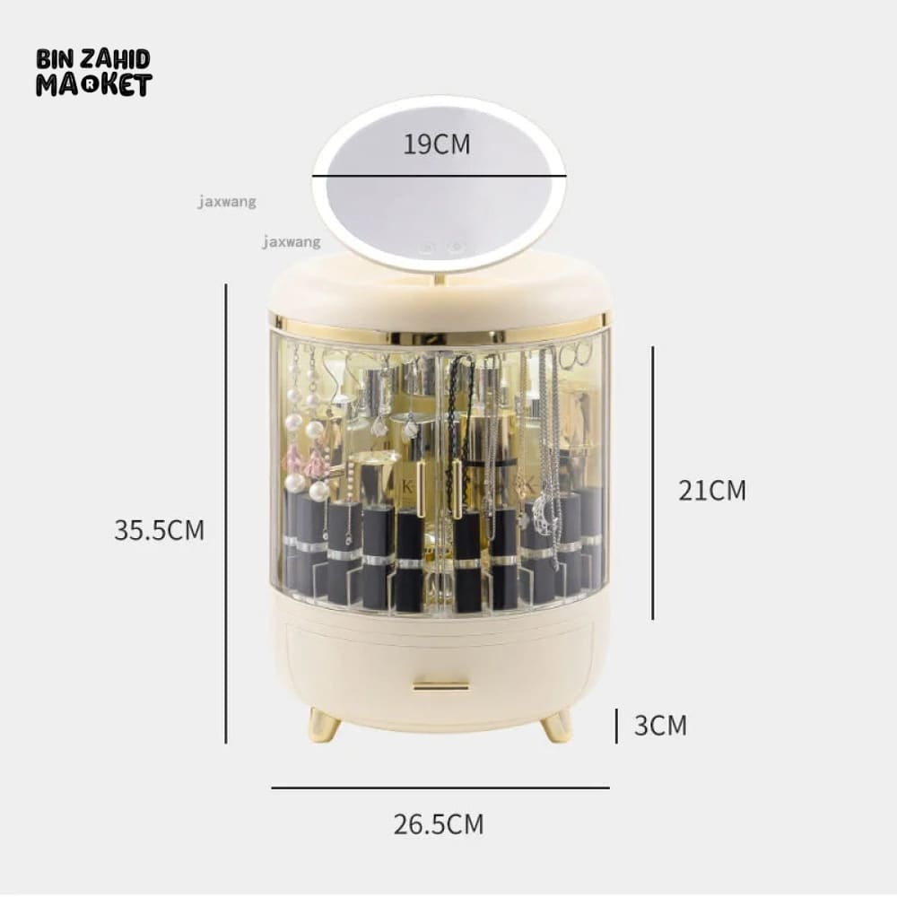 DUAL DOOR COSMETIC ORGANIZER WITH LED MIRROR