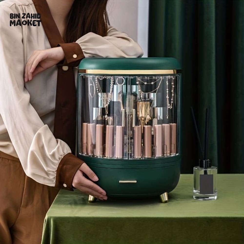 DUAL DOOR COSMETIC ORGANIZER WITH LED MIRROR