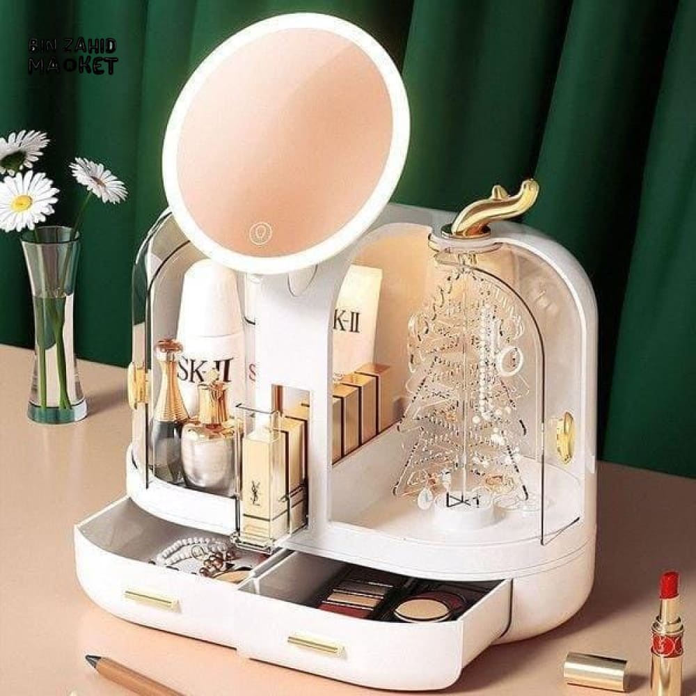 DUAL DOOR DESKTOP LED COSMETIC ORGANIZER