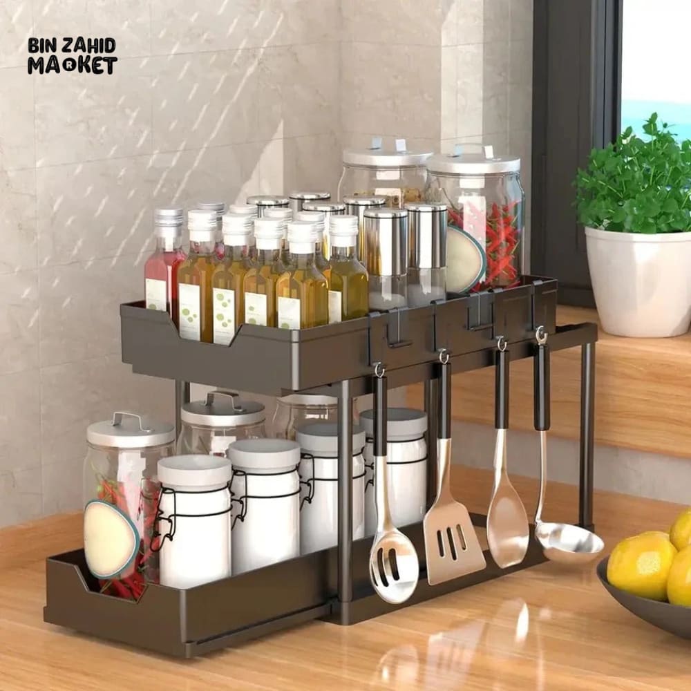 DUAL LAYERS KITCHEN SEASONING STORAGE RACK
