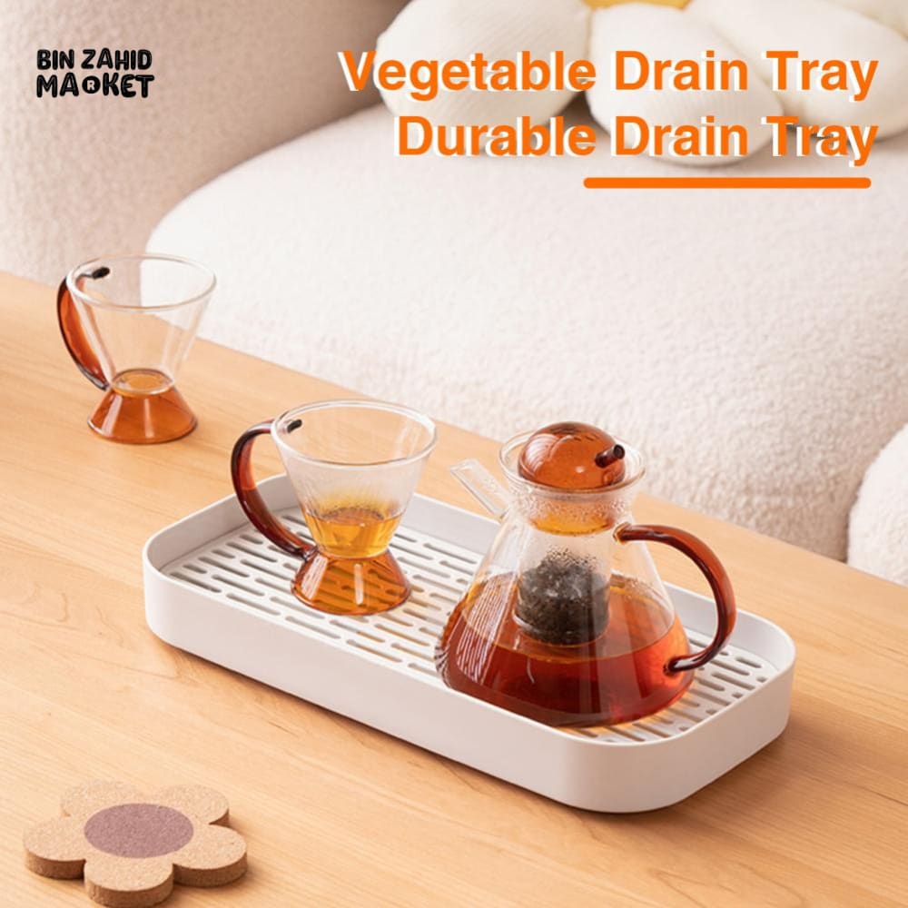 DURABLE KITCHEN DRAIN TRAY – DOUBLE-LAYER DESIGN FOR VEGETABLES DISHES & TEAWARE