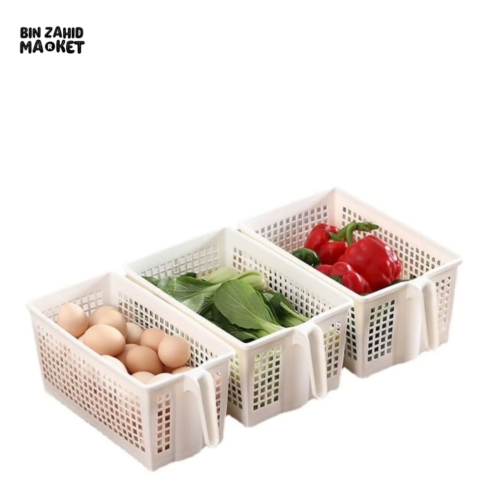 DURABLE PLASTIC STORAGE BASKET WITH HANDLE – PERFECT FOR KITCHEN & PANTRY ORGANIZATION