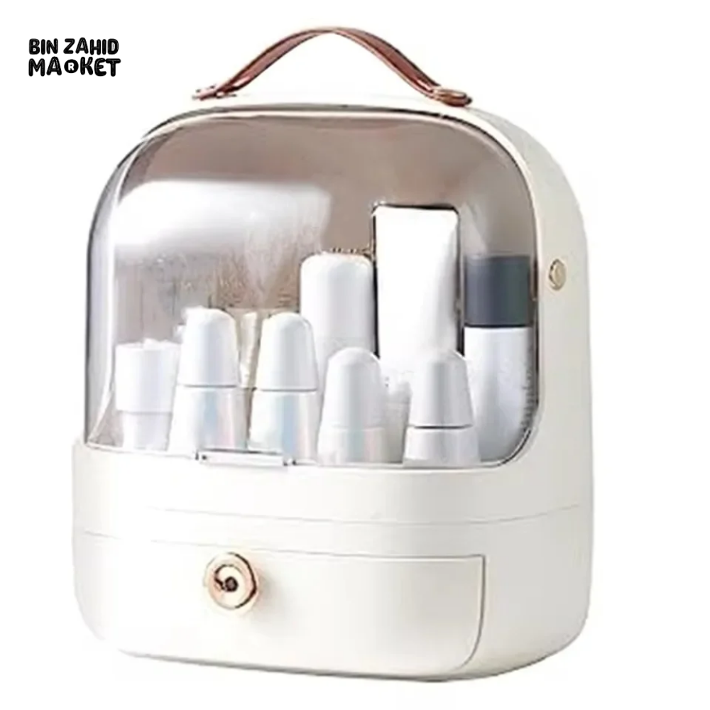 DUST-PROOF MAKEUP ORGANIZER – WITH LID & DRAWERS FOR BATHROOM OR DESKTOP