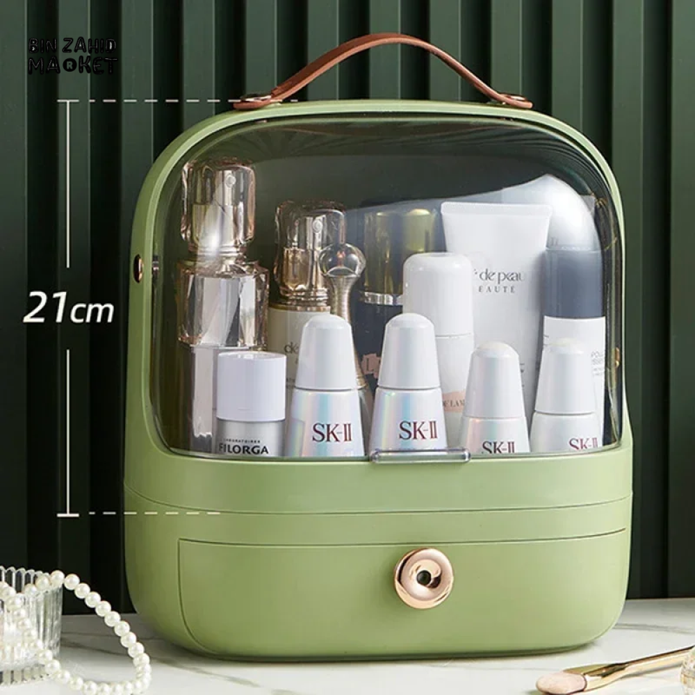 DUST-PROOF MAKEUP ORGANIZER – WITH LID & DRAWERS FOR BATHROOM OR DESKTOP