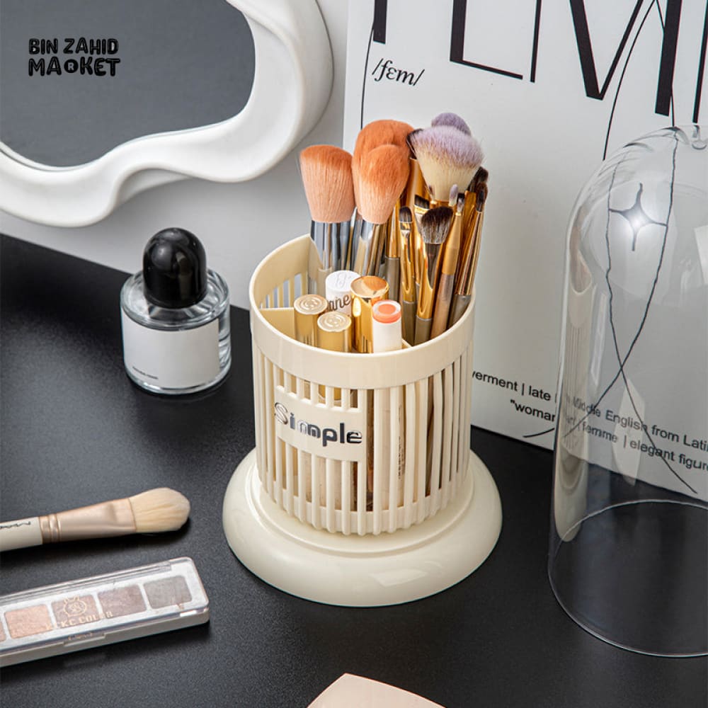 DUSTPROOF COSMETIC ORGANIZER – BRUSH STORAGE BUCKET WITH CLEAR LID