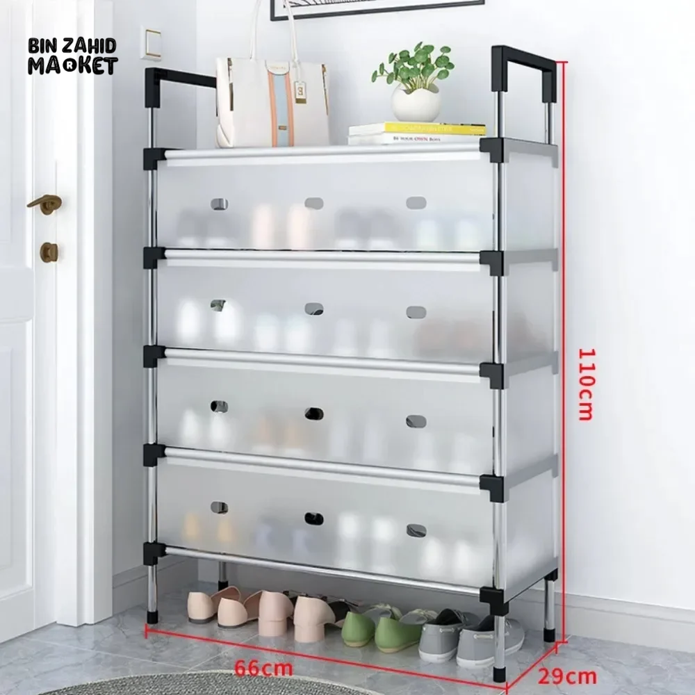 DUSTPROOF SHOE ORGANIZER RACK HEAVY DUTY STORAGE STAND FOR SHOES HEELS TOYS & MORE – HALLWAY DORM & GARAGE - 3 LAYER