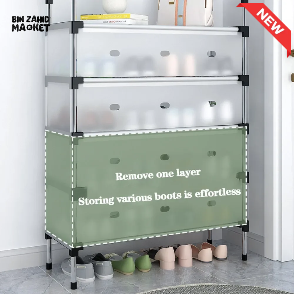 DUSTPROOF SHOE ORGANIZER RACK HEAVY DUTY STORAGE STAND FOR SHOES HEELS TOYS & MORE – HALLWAY DORM & GARAGE - 7 LAYER