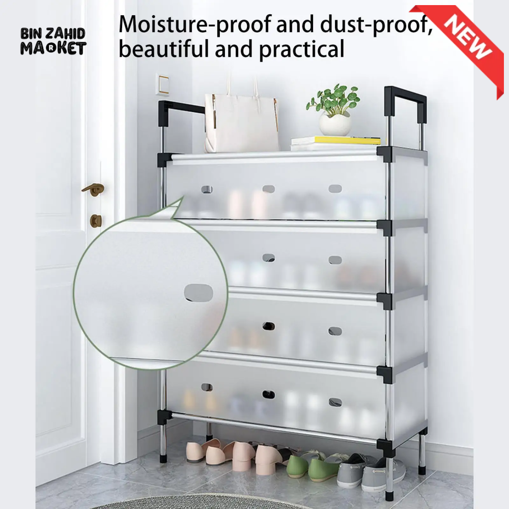 DUSTPROOF SHOE ORGANIZER RACK HEAVY DUTY STORAGE STAND FOR SHOES HEELS TOYS & MORE – HALLWAY DORM & GARAGE - 7 LAYER