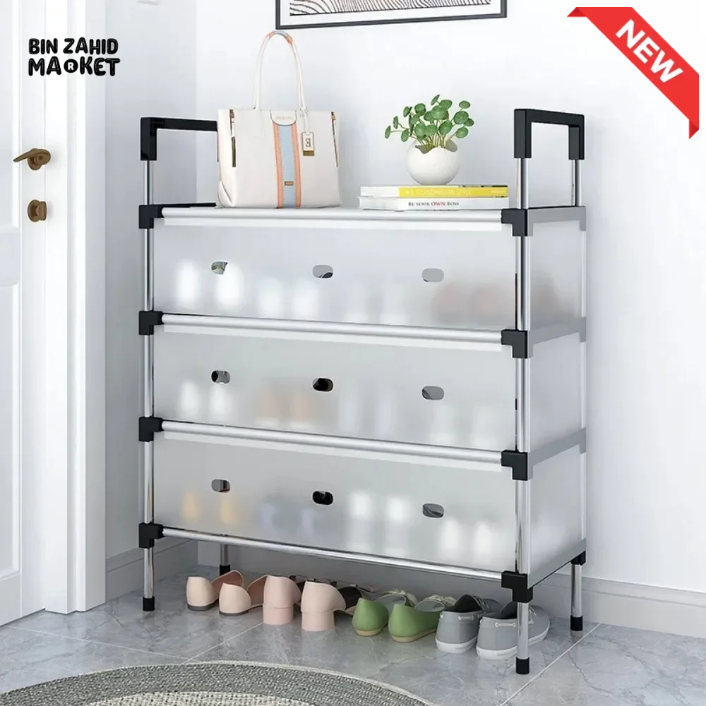 DUSTPROOF SHOE ORGANIZER RACK HEAVY DUTY STORAGE STAND FOR SHOES HEELS TOYS & MORE – HALLWAY DORM & GARAGE - 7 LAYER
