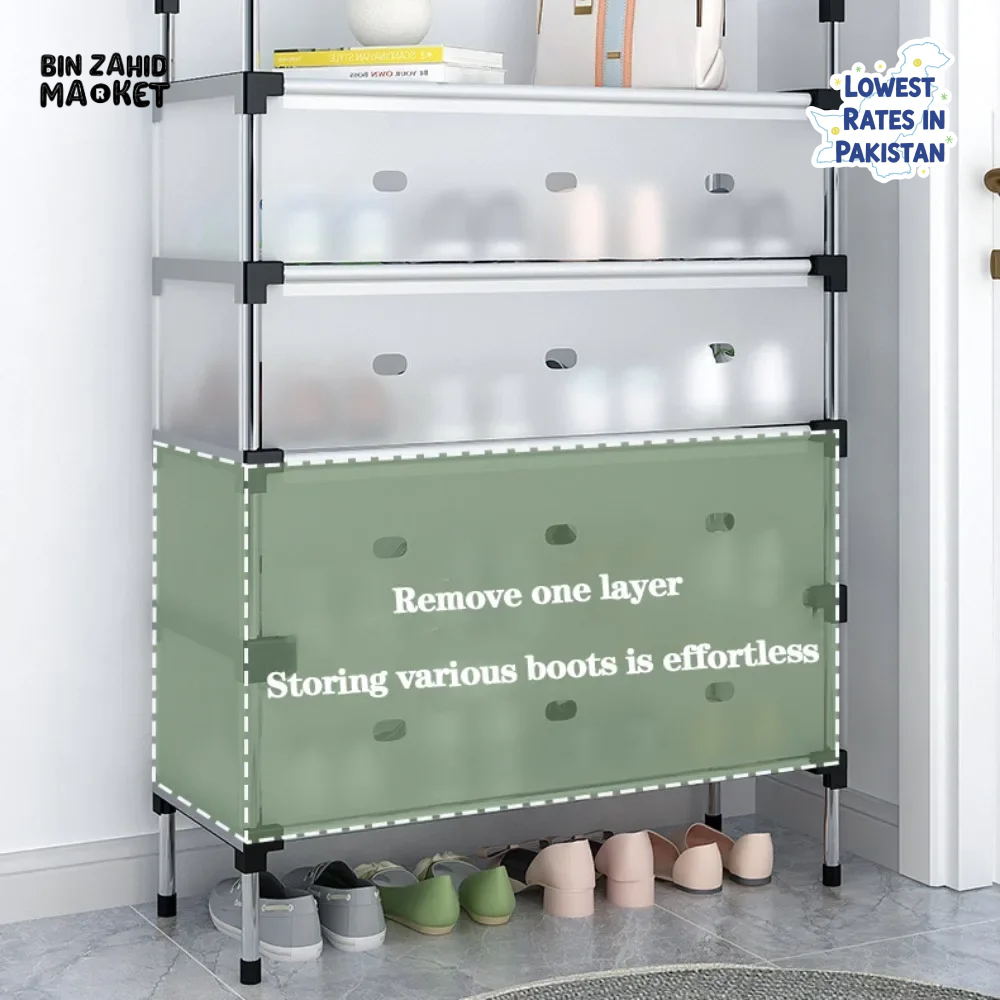 DUSTPROOF SHOE ORGANIZER RACK HEAVY DUTY STORAGE STAND FOR SHOES HEELS TOYS & MORE – HALLWAY DORM & GARAGE - 7 LAYER