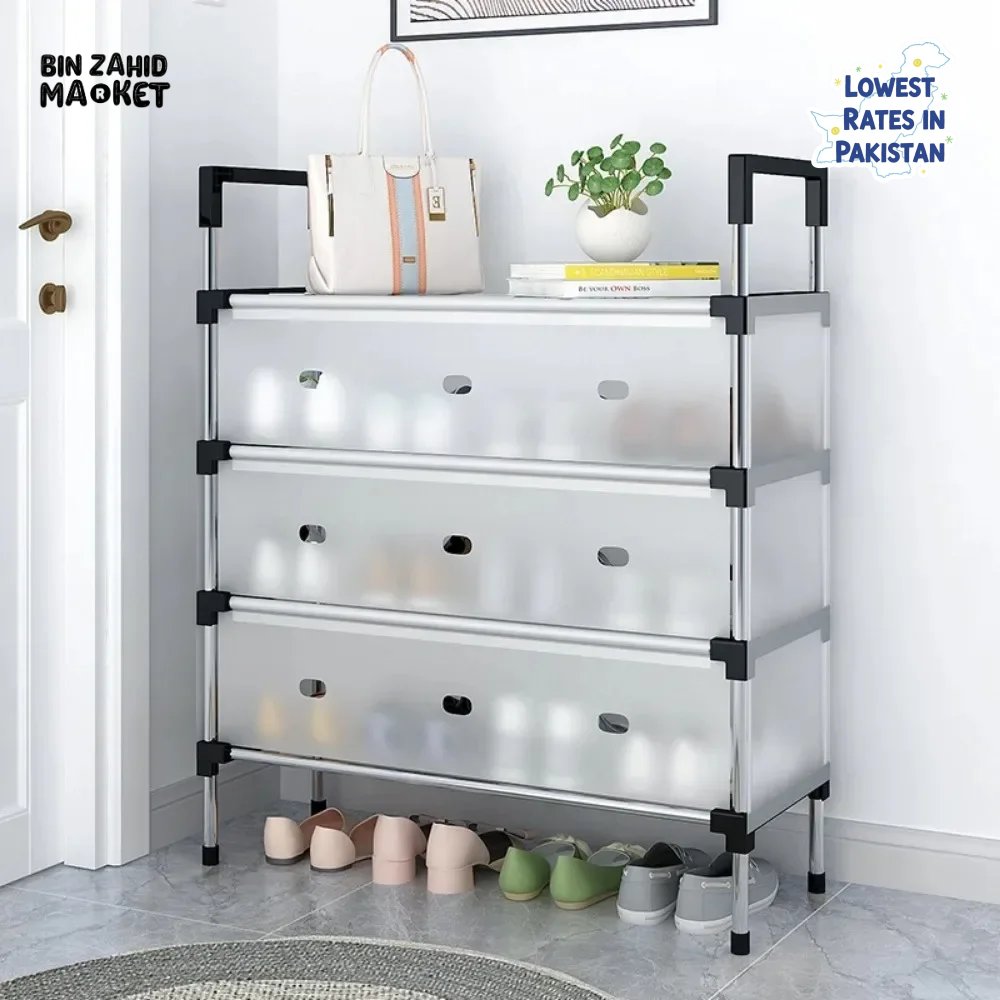 DUSTPROOF SHOE ORGANIZER RACK HEAVY DUTY STORAGE STAND FOR SHOES HEELS TOYS & MORE – HALLWAY DORM & GARAGE - 7 LAYER
