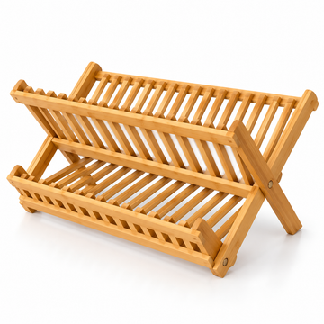 Two Tier Wooden Dish Drying Rack