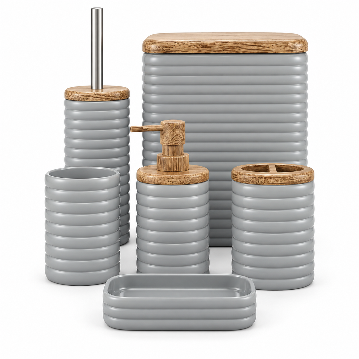 Ribbed Acrylic Bathroom Set - 6 Pieces