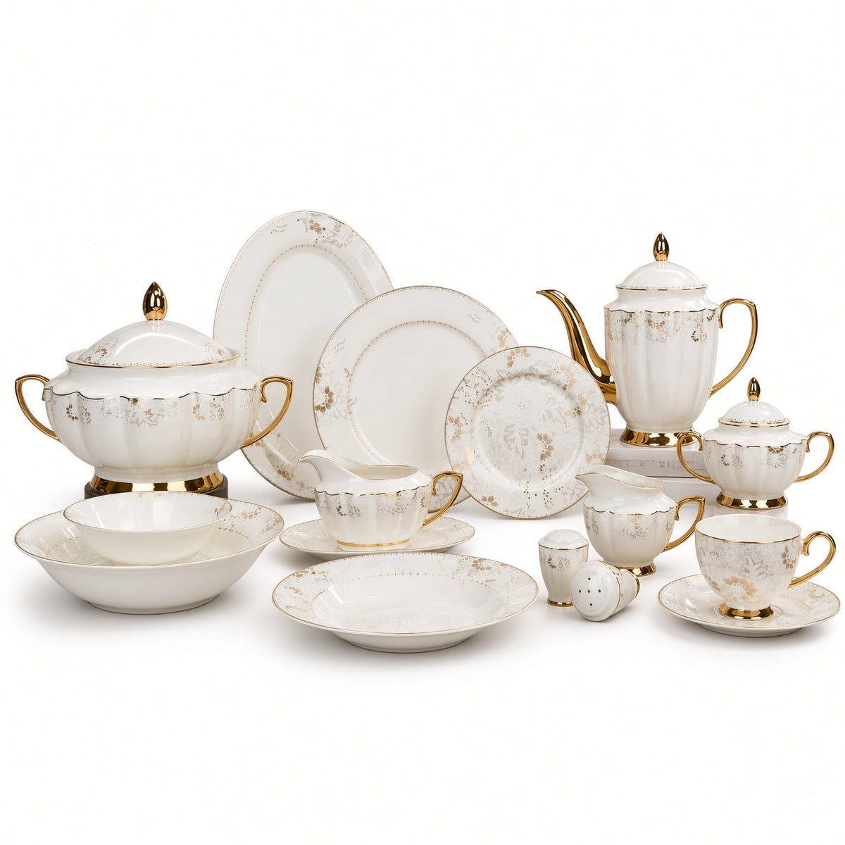 Johnson Bros Inspired Gold Floral Patterns Bone China Dinner Set