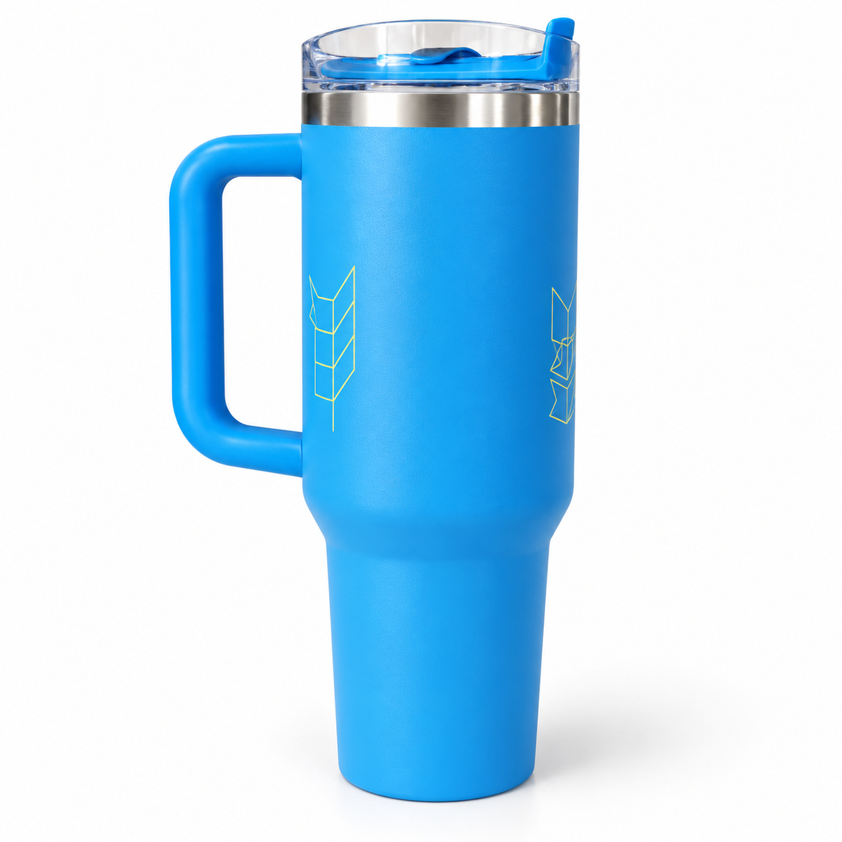 Blue Geometric Handle Tumbler
