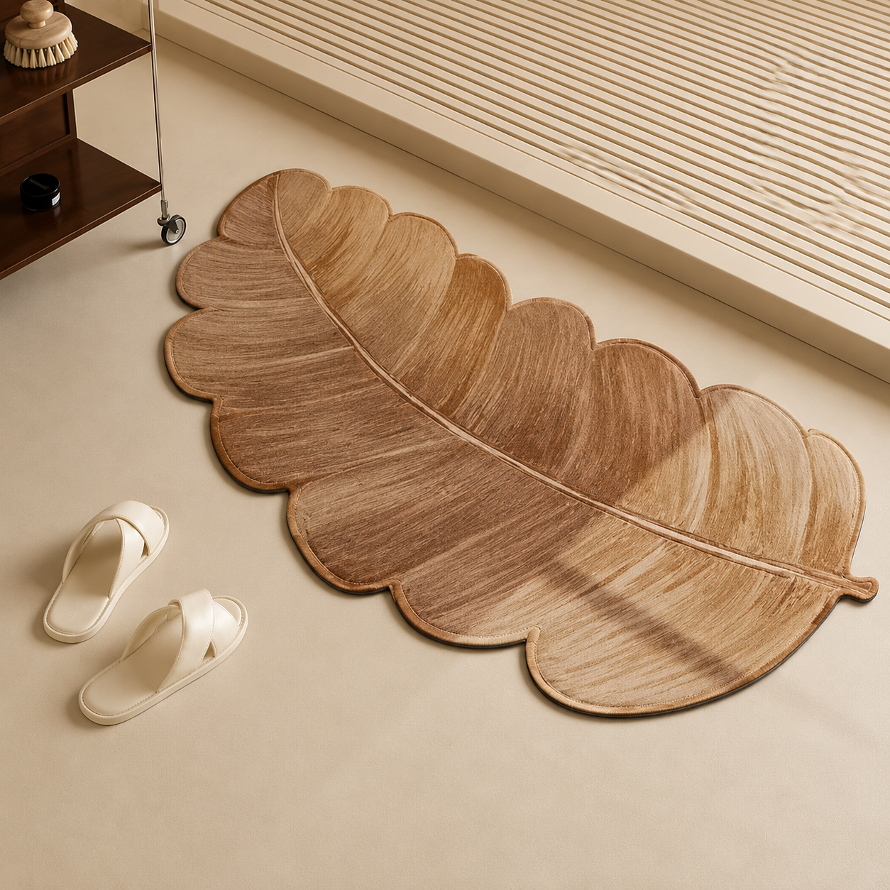 MATRUGS BROWN LEAF SHAPE NON-SLIP DECORATIVE FLOOR MAT