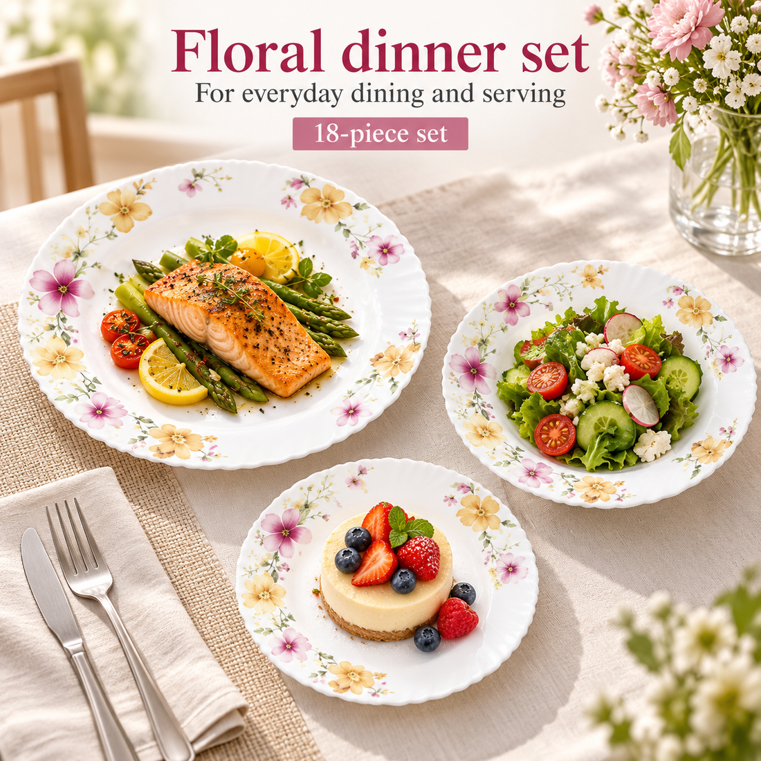 Danny Home Floral Dinner Set - 18 Pieces