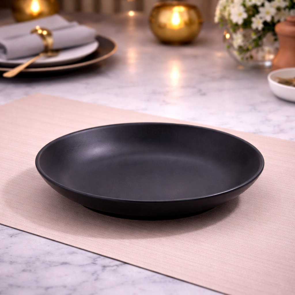 DANNY HOME MATTE BLACK CERAMIC DEEP PLATE 14CM -55TP 2022