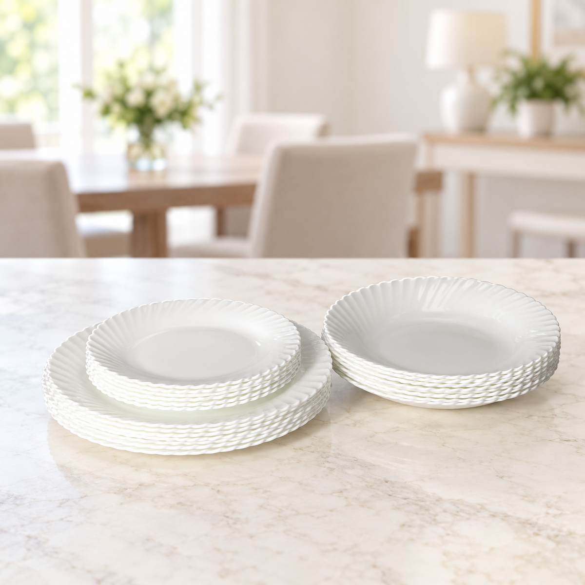 Danny Home 18-Piece Classic White Dinner Set