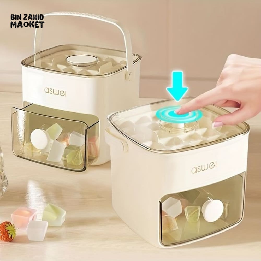 EASY PRESS ICE CUBES BUCKET WITH TONG