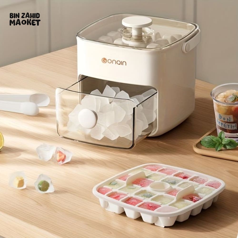 EASY PRESS ICE CUBES BUCKET WITH TONG