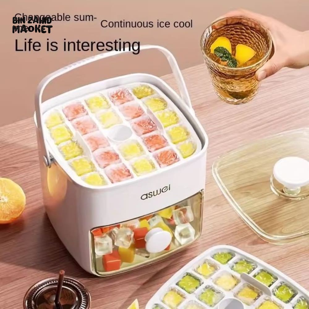 EASY PRESS ICE CUBES BUCKET WITH TONG