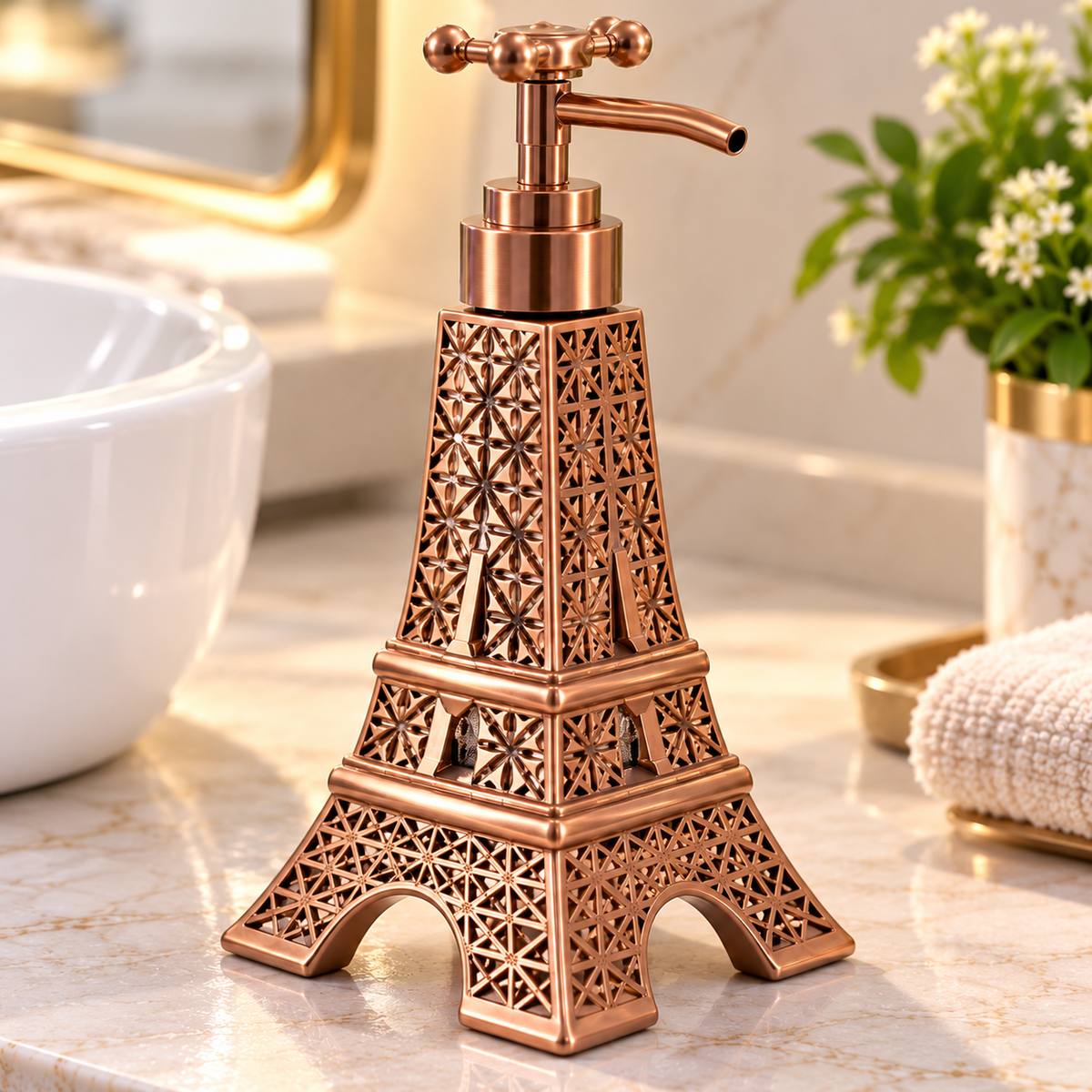 EIFFEL TOWER DESIGN LIQUID SOAP DISPENSER – ROSE GOLD