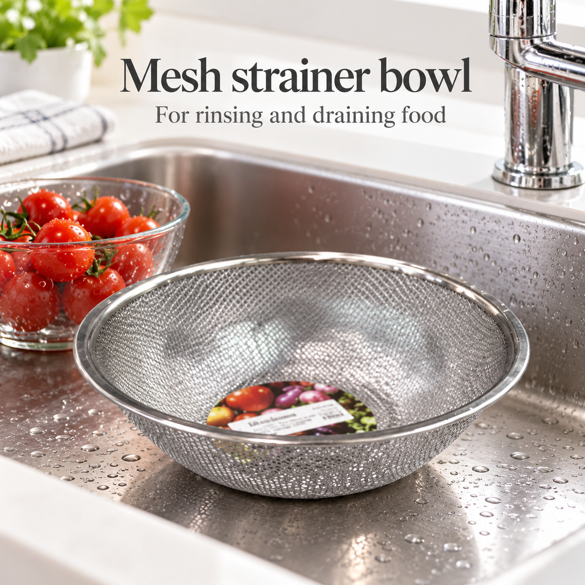 Danny Home Mesh Strainer Bowl - 22.5cm