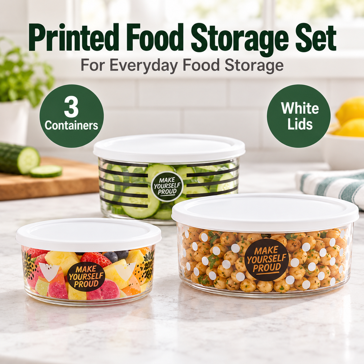 Limon Printed Food Storage Set – 3 Containers