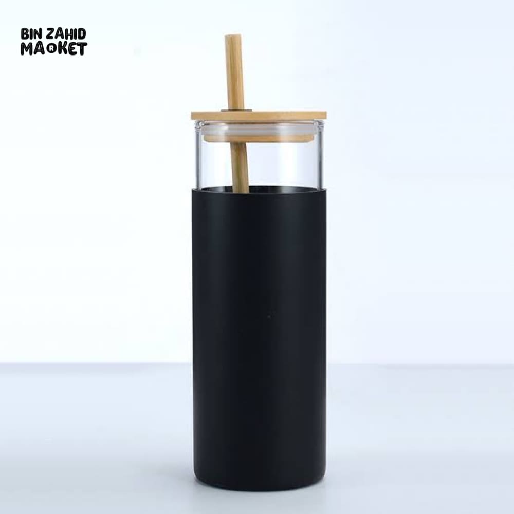ECO CHIC GLASS TUMBLERS WITH WOODEN STRAW - 550ML