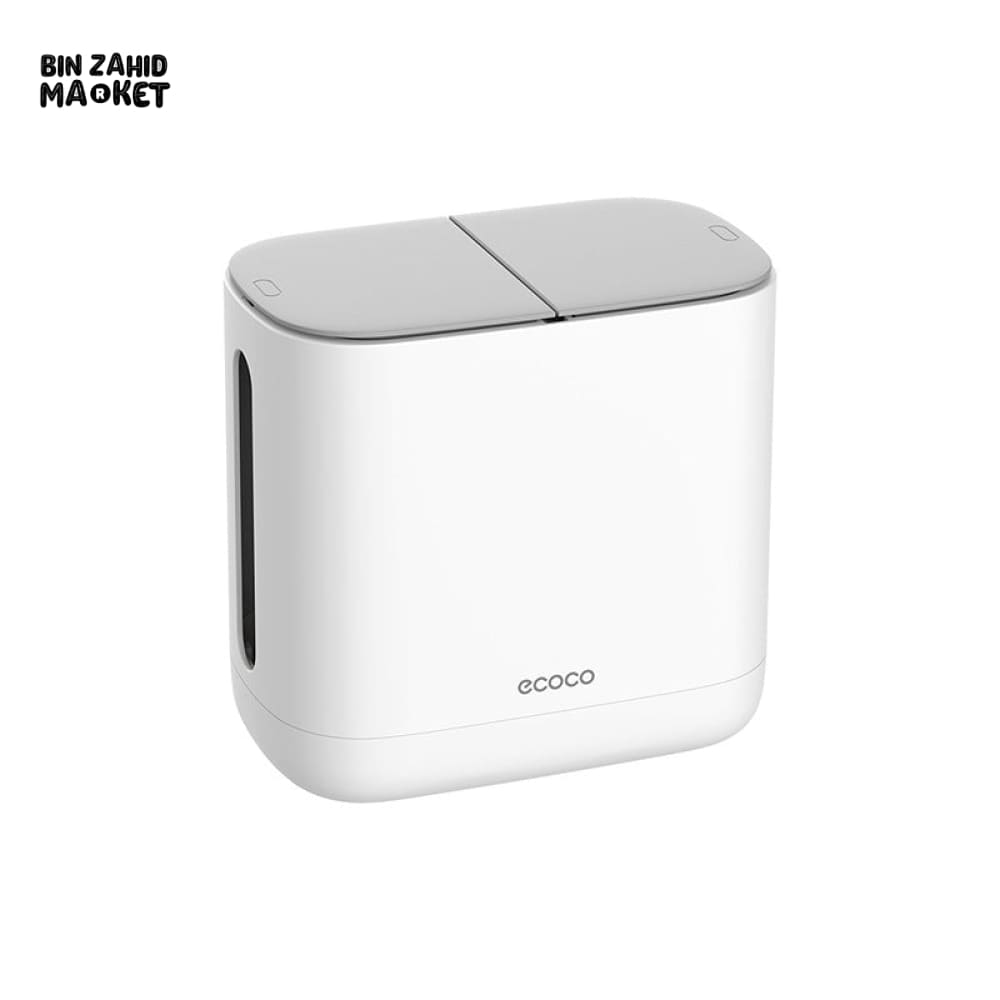 ECOCO 2-IN-1 TISSUE BOX & TRASH CAN – MULTIFUNCTION DESKTOP BIN FOR LIVING ROOM CREAM AESTHETIC HIGH-END LOOK