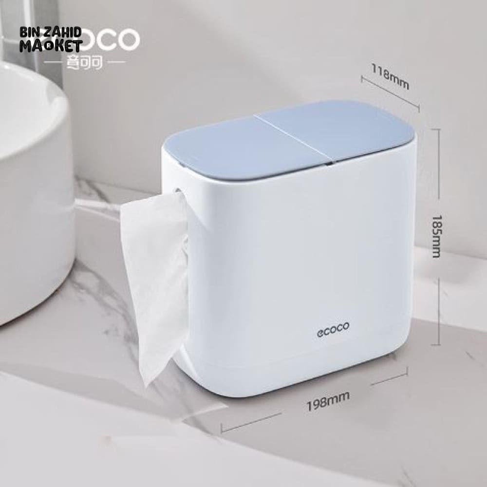 ECOCO 2-IN-1 TISSUE BOX & TRASH CAN – MULTIFUNCTION DESKTOP BIN FOR LIVING ROOM CREAM AESTHETIC HIGH-END LOOK