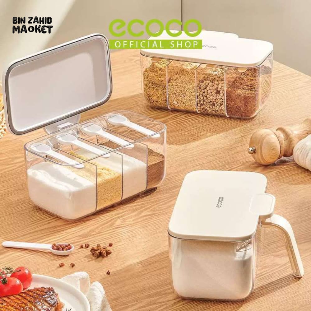 ECOCO 4 IN 1 SEASONING BOX – MULTI COMPARTMENT SPICE STORAGE CONTAINER