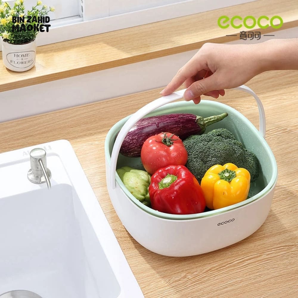 ECOCO ADJUSTABLE DRAIN STRAINER WITH HANDLE – RETRACTABLE KITCHEN COLANDER BASKET FOR VEGETABLE WASHING & SINK DRAINING