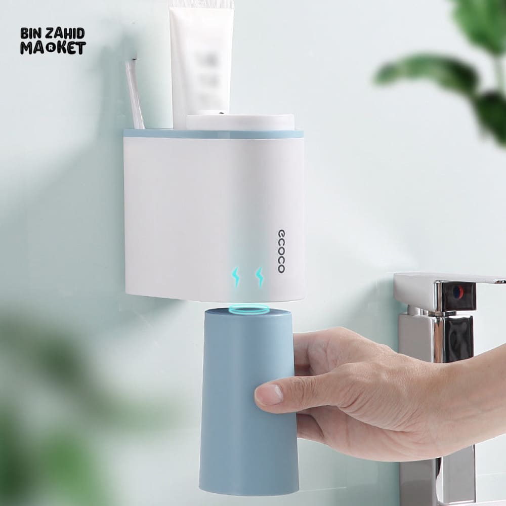 ECOCO AUTOMATIC TOOTHPASTE DISPENSER WITH TOOTHBRUSH HOLDER – MODERN BATHROOM ACCESSORY