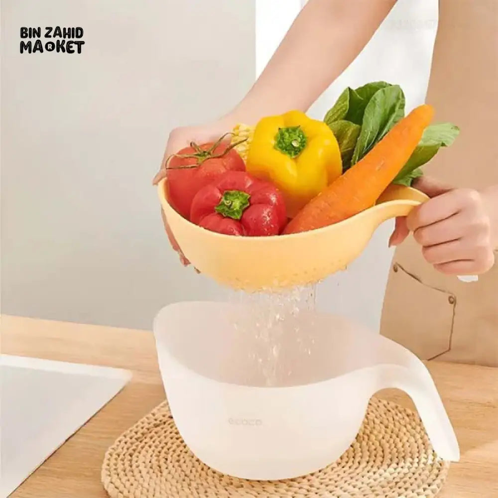 ECOCO DUAL-LAYER COLANDER SET – STRAINER WITH DRAIN BOWL & HANDLE