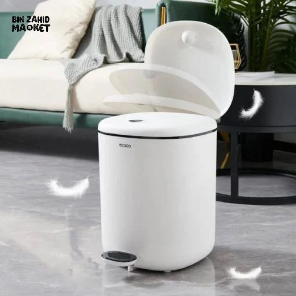 ECOCO FOOT-PEDAL TRASH CAN WITH LID 11L – LARGE-CAPACITY COVERED DUSTBIN FOR KITCHEN BATHROOM BEDROOM & LIVING ROOM