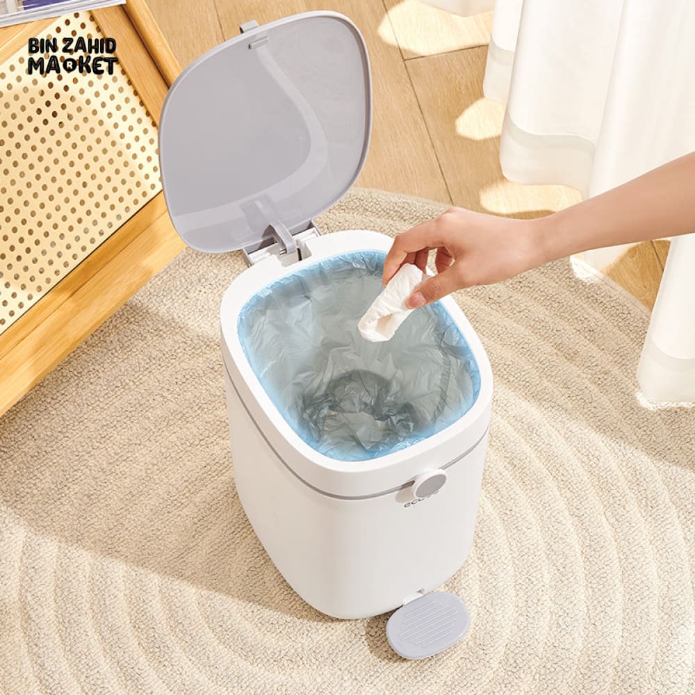 ECOCO HANDS-FREE FOOT PEDAL TRASH CAN 12 LITRE – COMPACT WASTE SOLUTION