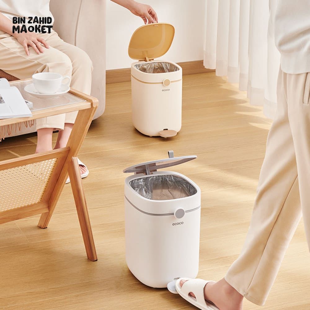 ECOCO HANDS-FREE FOOT PEDAL TRASH CAN 12 LITRE – COMPACT WASTE SOLUTION