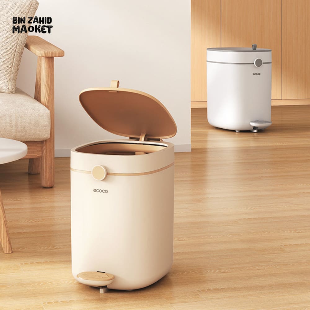 ECOCO HANDS-FREE FOOT PEDAL TRASH CAN 12 LITRE – COMPACT WASTE SOLUTION