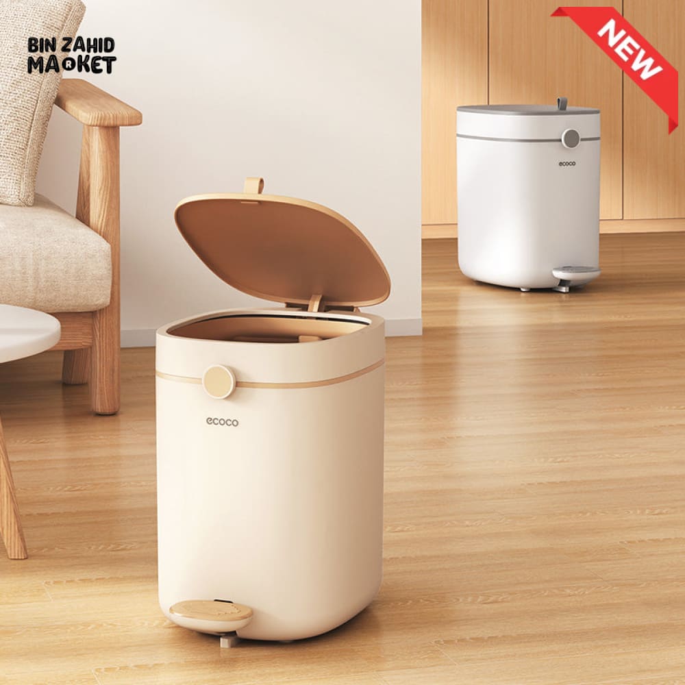 ECOCO HANDS-FREE FOOT PEDAL TRASH CAN 12 LITRE – COMPACT WASTE SOLUTION