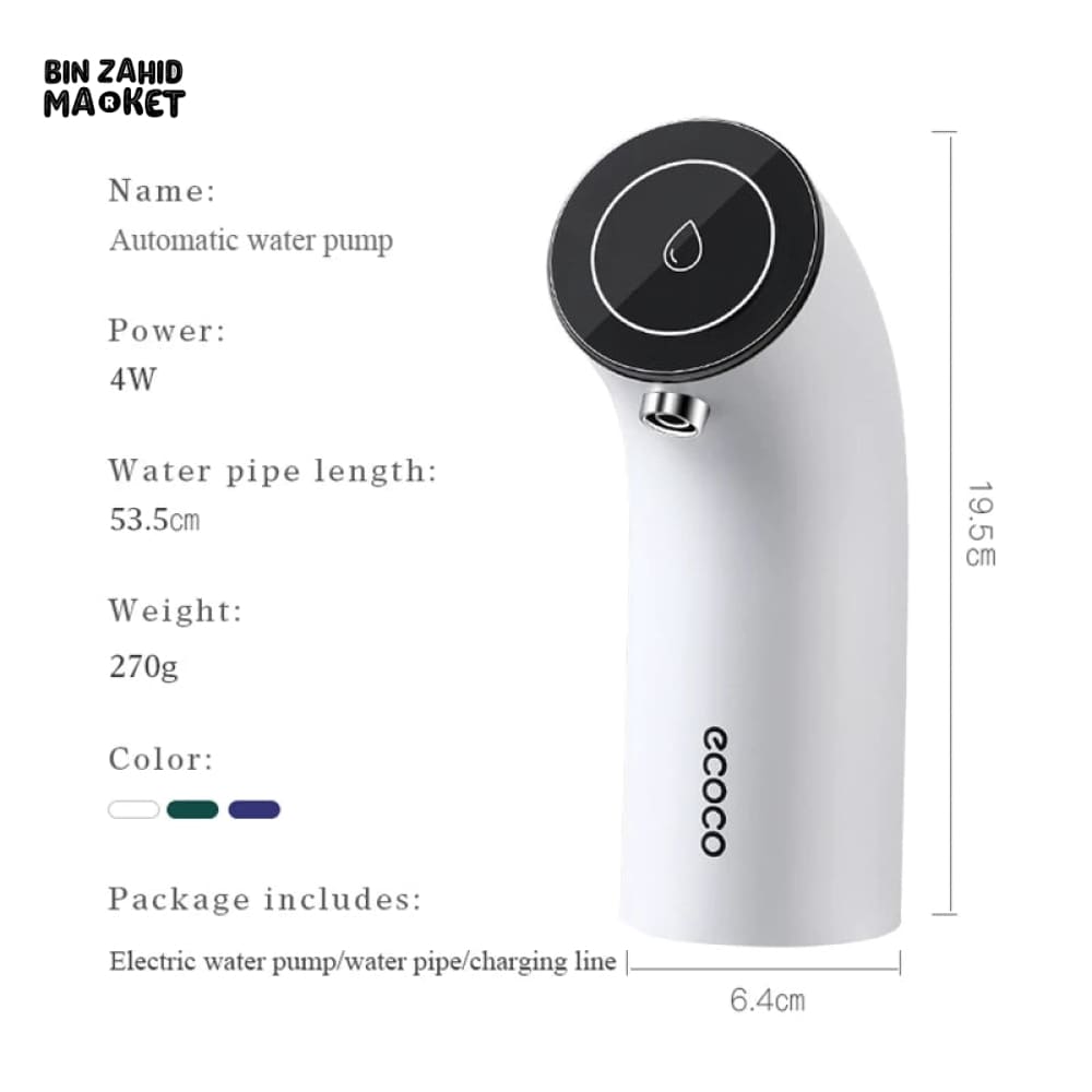 ECOCO PORTABLE ELECTRIC WATER DISPENSER – USB CHARGING PUMP FOR 19 L WATER BOTTLES
