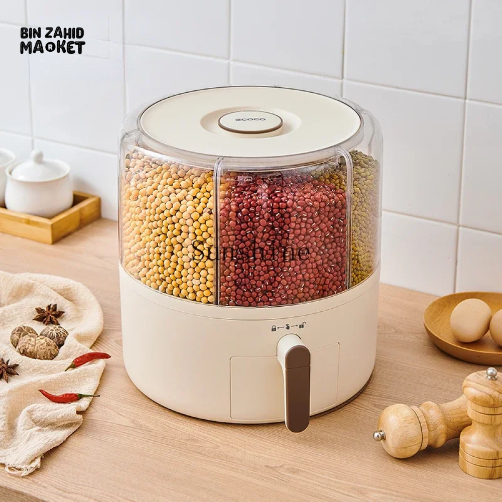 ECOCO ROTATING GRAINS STORAGE BOX – DIVIDED RICE & CEREAL DISPENSER 10KG