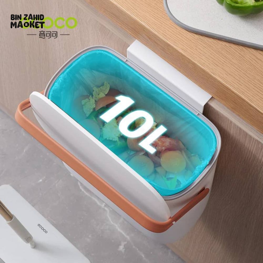 ECOCO WALL-MOUNT KITCHEN & BATHROOM TRASH BIN WITH LID – SPACE SAVING