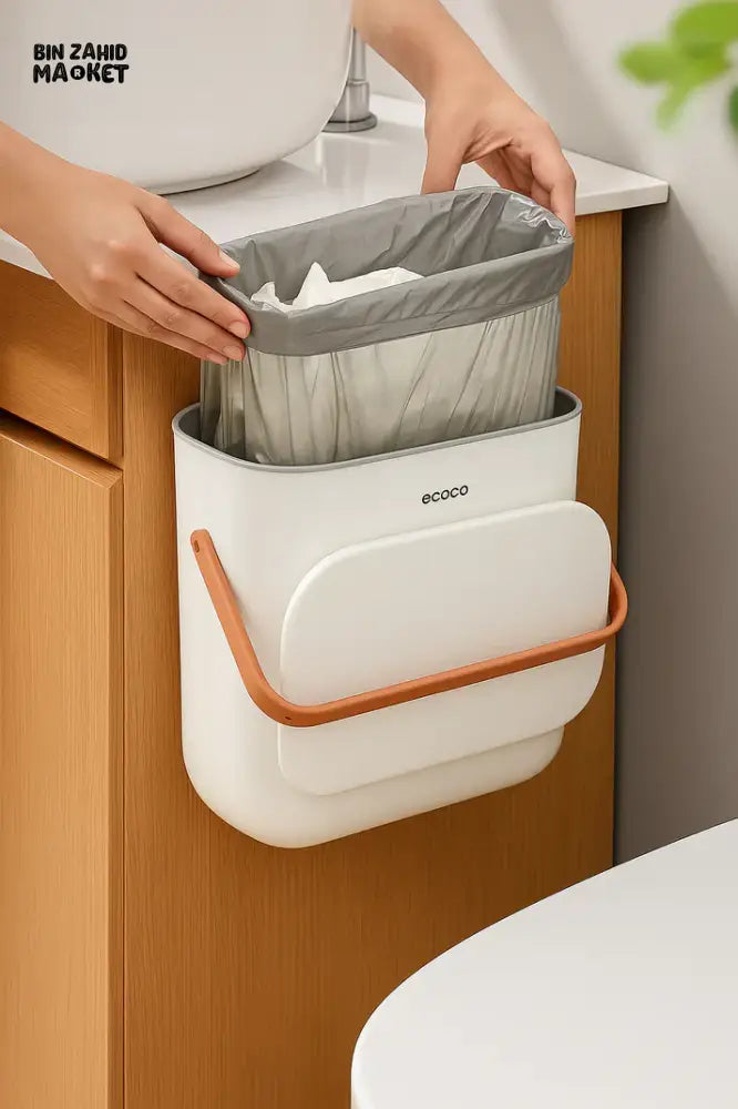 ECOCO WALL-MOUNT KITCHEN & BATHROOM TRASH BIN WITH LID – SPACE SAVING