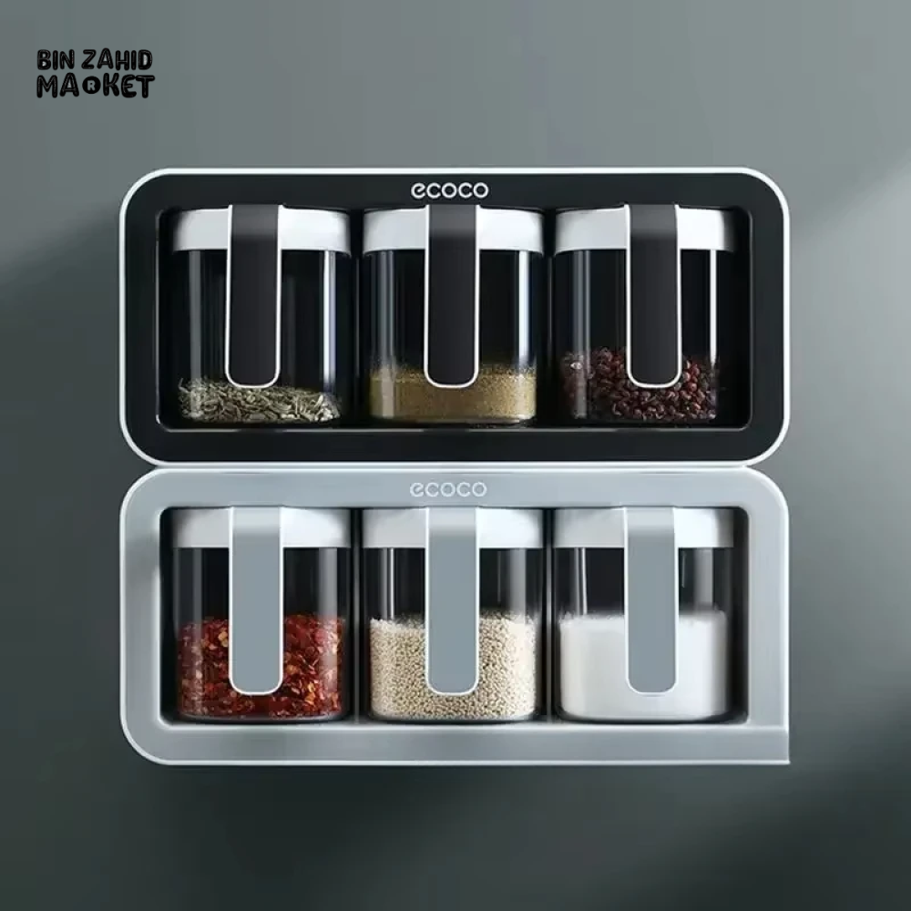 ECOCO WALL-MOUNTED SPICE BOX – NO-DRILL KITCHEN RACK
