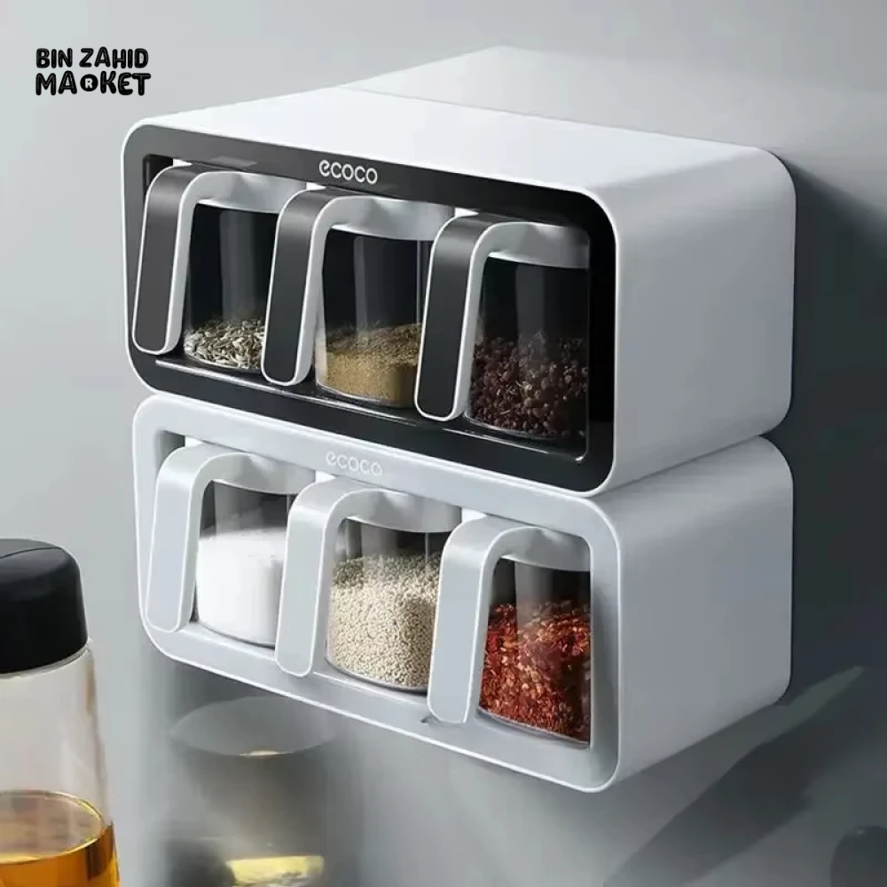 ECOCO WALL-MOUNTED SPICE BOX – NO-DRILL KITCHEN RACK