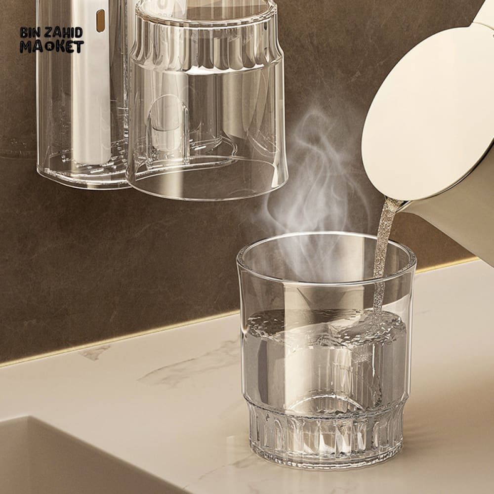 WALL-MOUNTED TOOTHBRUSH HOLDER WITH GARGLE CUP – SPACE-SAVING BATHROOM ORGANIZER